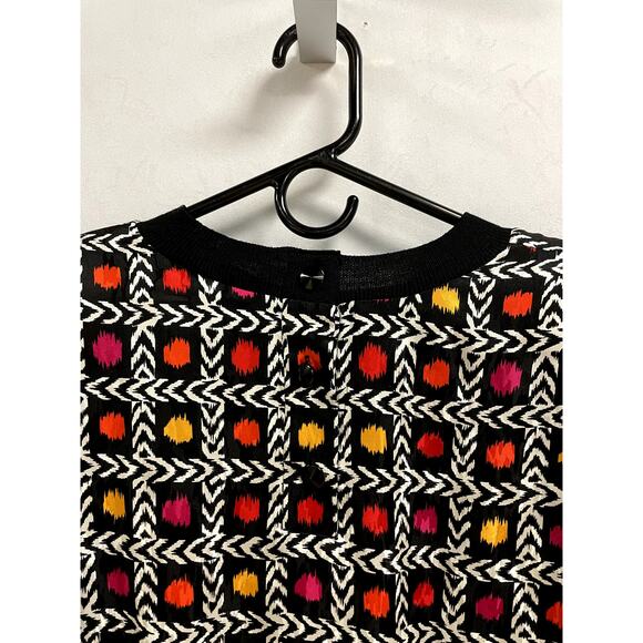 VINTAGE DOUGLASS Eclectic Art To Wear Crewneck Silk Top Black Multi Women's 12 - Picture 6 of 10